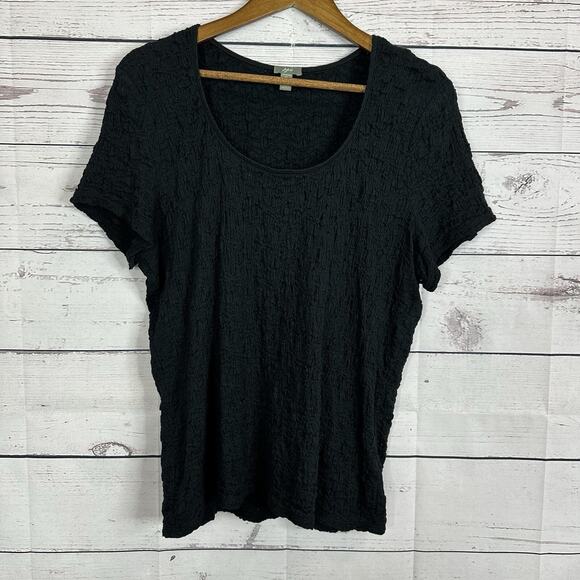 J Jill Top Shirt Womens XL Black Textured Knit Minimalist Basic Stretch Casual - Picture 1 of 10